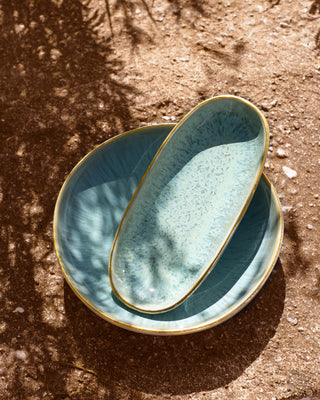 Areia - Mini plate deep mint with gold rim