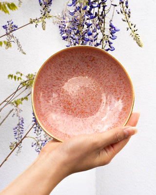 Areia - Mini Plate deep pink with gold rim