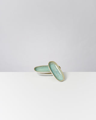 Areia - Serving Platter S mint with gold rim