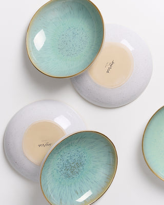 Areia - Mini plate deep mint with gold rim