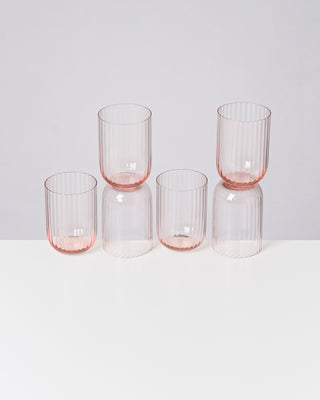 Joia 6er Set Glas riffled pink opal