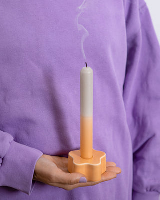 Seia - set of 2 stick candles Dip Dye peach sand