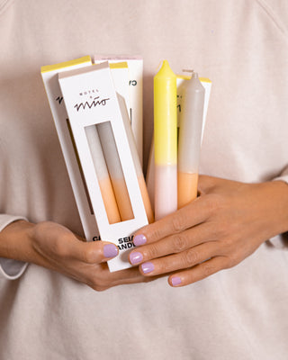 Seia - set of 2 stick candles Dip Dye peach sand