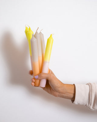 Seia - set of 2 stick candles Dip Dye peach sand