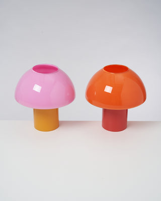 Cogumelo glazen lamp roze geel